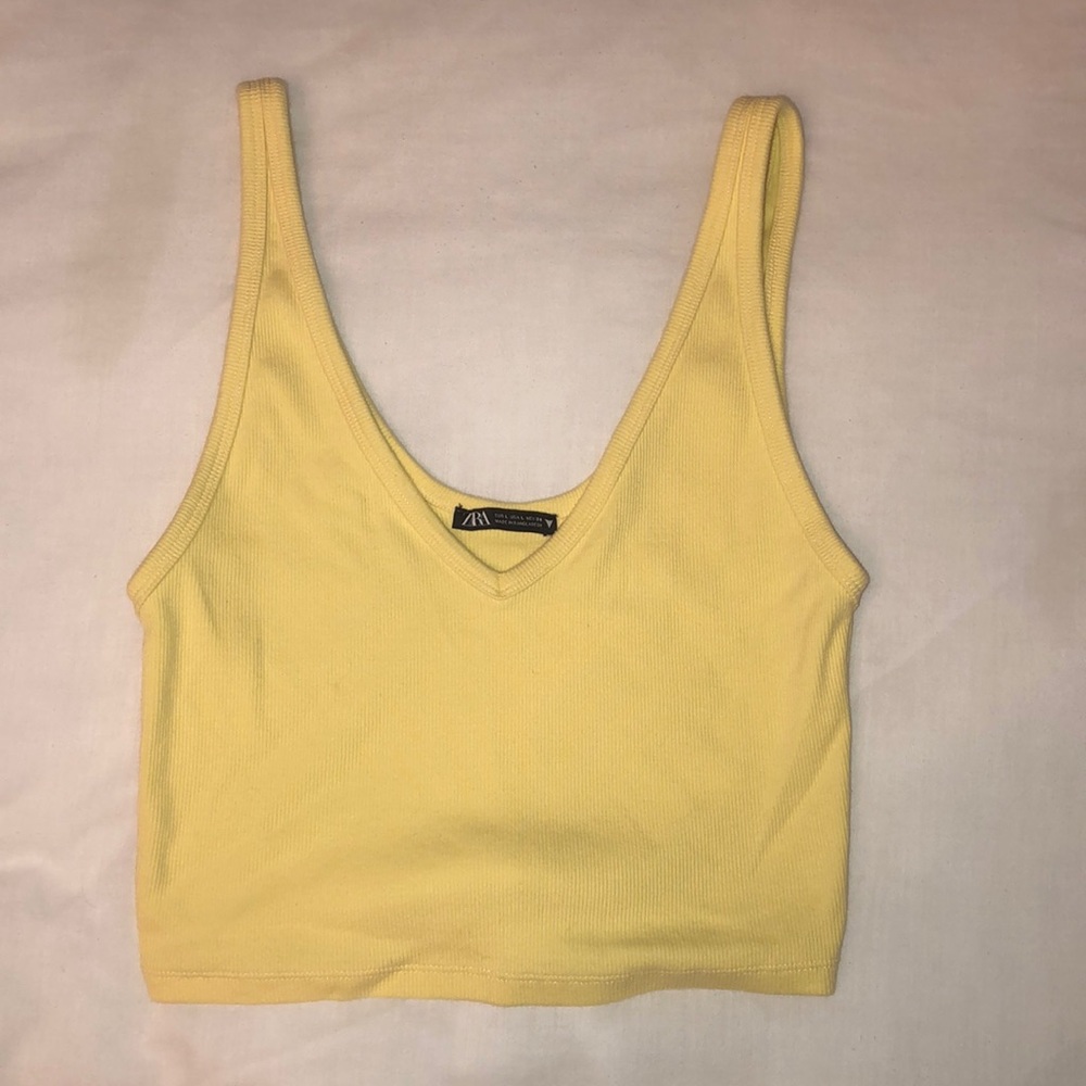 Yellow ribbed crop top || Zara